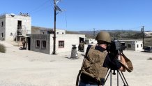 NBC 7 photojournalist, Paul Makarushka, at a MOUT town for a urban breaching training event at Camp Pendleton. Oct. 16, 2023.