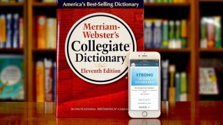 Merriam-Webster’s Collegiate Dictionary and mobile website are displayed September 23, 2016 in Springfield, Massachusetts.