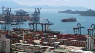 A cargo ship carrying containers is seen near the Yantian port in Shenzhen, following the novel coronavirus disease (COVID-19) outbreak, Guangdong province, China May 17, 2020.