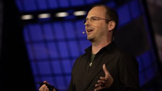 Thomas Dohmke, CEO of Microsoft-owned GitHub, speaks at the Collision conference in Toronto on June 27, 2023.