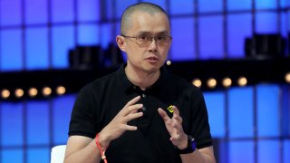 Binance’s Co-founder and CEO Changpeng Zhao speaks during the 2022 Web Summit in Lisbon, Portugal, on November 1, 2022.