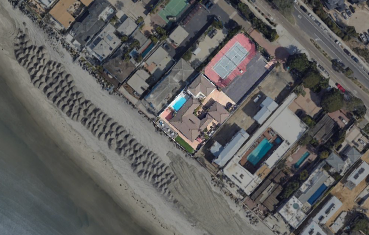 A Google Earth view shows a property in Del Mar that recently became the priciest home ever sold in San Diego County.