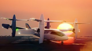 Overair’s Butterfly aircraft. The company says it can carry a pilot, five passengers and luggage and had a range of about 100 miles.