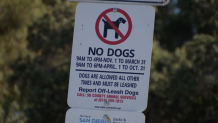 This sign is posted near Mission Bay at Fanuel Park.