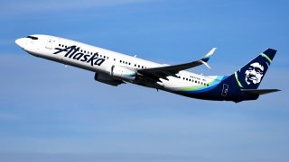 File - An Alaska Airlines plane takes off from Los Angeles International Airport on Dec. 4, 2023 in Los Angeles, California. 