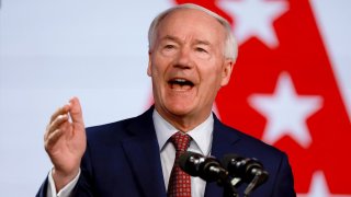 Former Arkansas Gov. Asa Hutchinson speaks during the Florida Freedom Summit held at the Gaylord Palms Resort in Kissimmee, Florida, on Nov. 4, 2023.