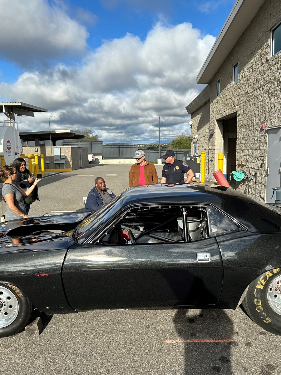 The owner reunites with his stolen 1970 Plymouth Barracuda drag racer