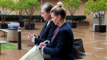 Carla White (left), leaves the El Cajon courthouse on January 3, 2024 alongside her attorney Lauren Angelos.