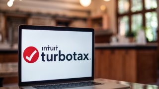 The TurboTax logo on a laptop computer.