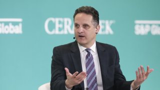 Amazon Web Services CEO Adam Selipsky speaks at the CERAWeek by S&P Global conference in Houston, Texas, on March 7, 2023.