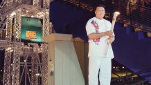 Olympic gold medallist and Heavyweight Boxing World Champion Muhammad Ali of the United States carries the Olympic Flame during the Opening Ceremony of the XXVI Summer Olympic Games on 19th July 1996 at the Centennial Olympic Stadium in Atlanta, Georgia, United States. (Photo by Michael Cooper/Allsport/Getty Images)