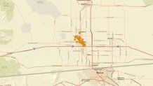 Map shows the aftershocks reported in El Centro since midnight Monday.