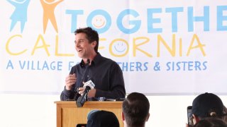 PALMDALE, CALIFORNIA - FEBRUARY 07: Christian Bale attends Together California's Foster Care Center Ground Breaking event on February 07, 2024 in Palmdale, California. (Photo by Robin L Marshall/Getty Images)