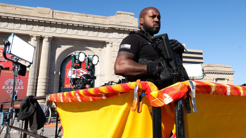 KANSAS CITY, MISSOURI – FEBRUARY 14: Law enforcement responds to a shooting at Union Station during the Kansas City Chiefs Super Bowl LVIII victory parade on February 14, 2024 in Kansas City, Missouri. Several people were shot and two people were detained after a rally celebrating the Chiefs Super Bowl victory. (Photo by Jamie Squire/Getty Images)