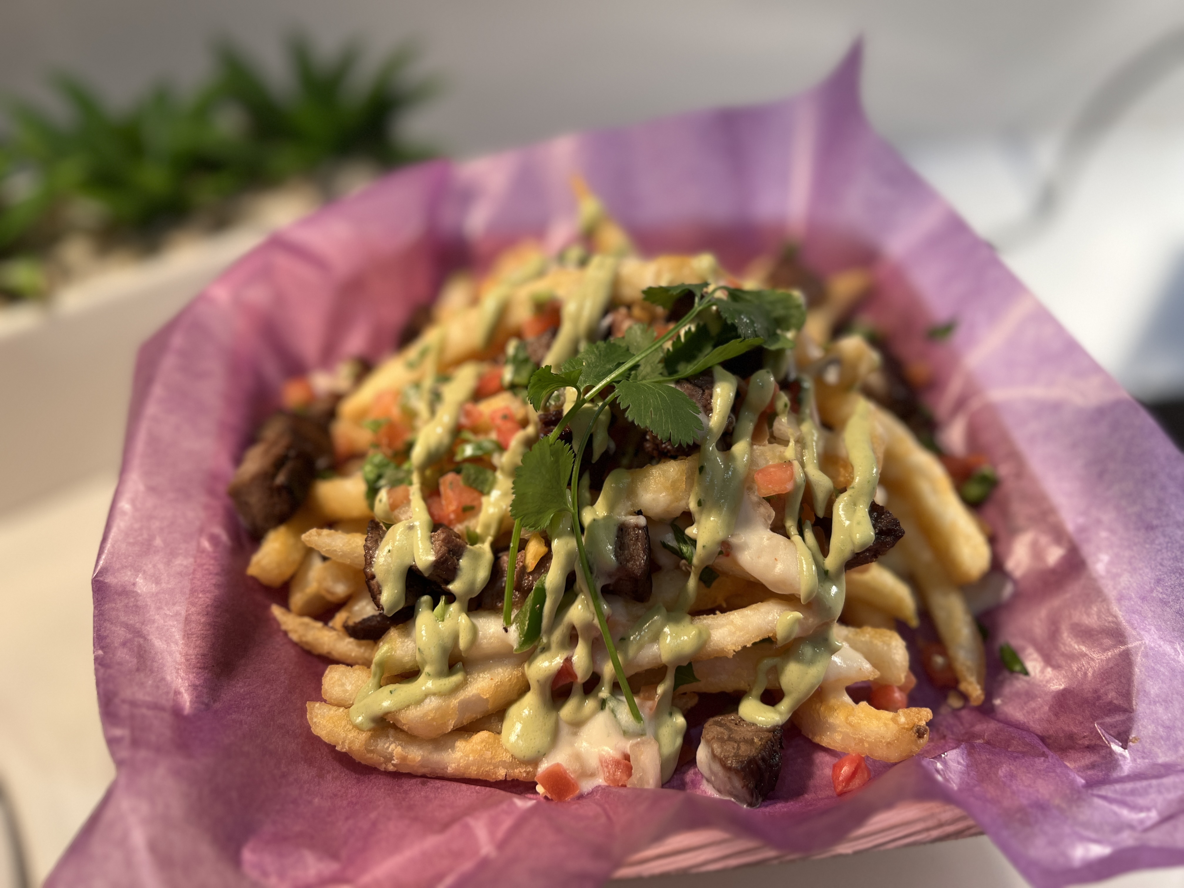 Carne asada fries.  Available throughout Allegiant Stadium for Super Bowl 58.