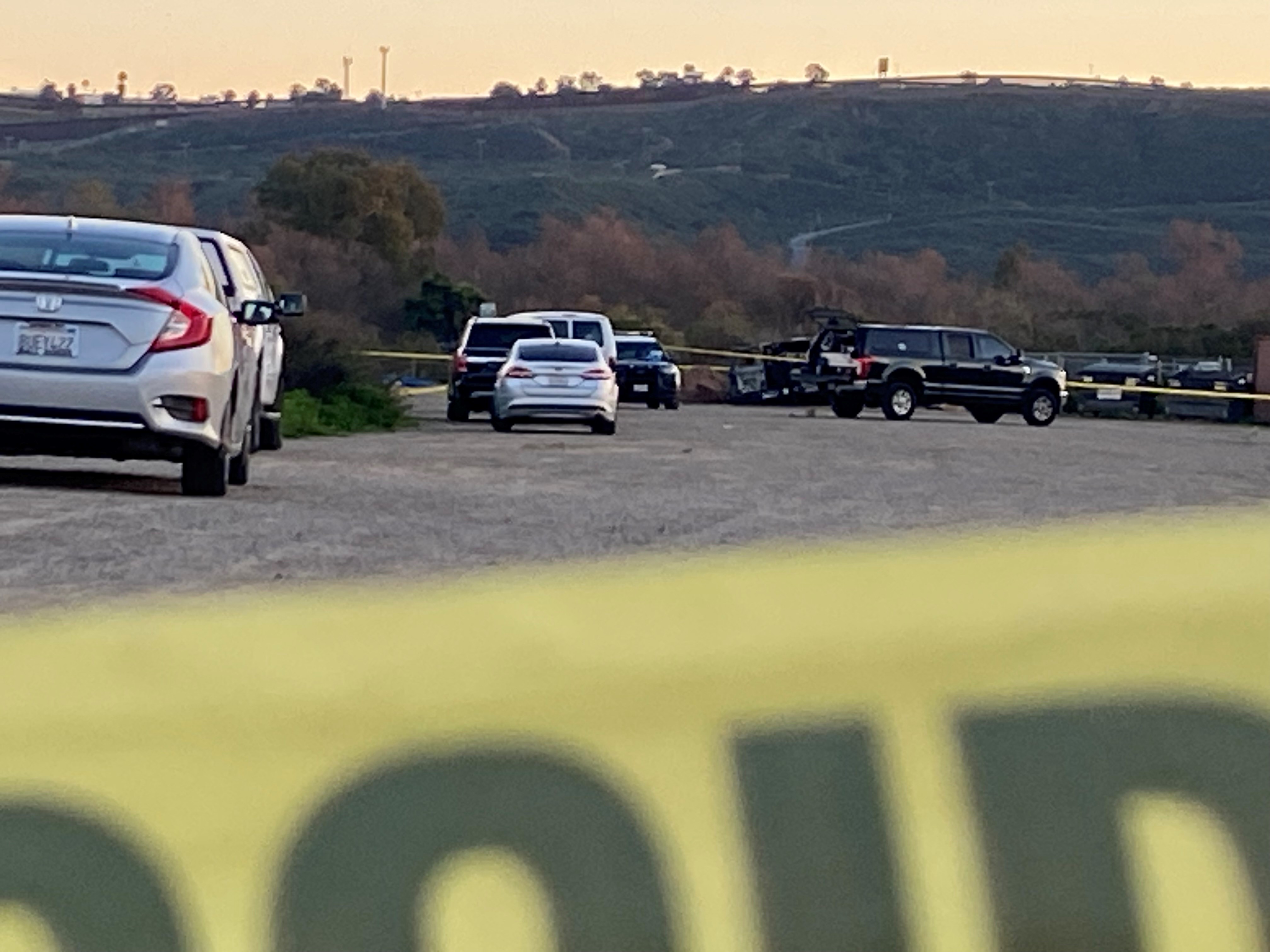 A body was found partially inside, partially outside a burning van near the Tijuana River Valley Sports Complex. (NBC 7 San Diego)