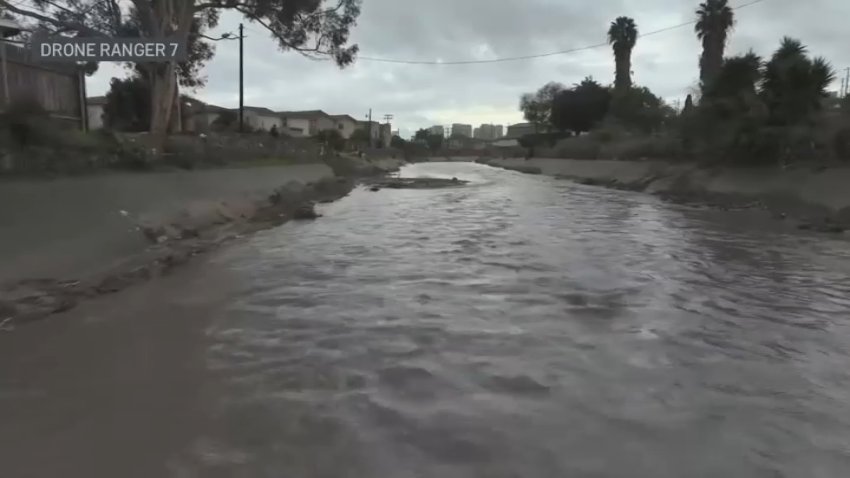 A receeded Chollas Creek on Feb. 1, 2024, after devastating flooding weeks earlier.