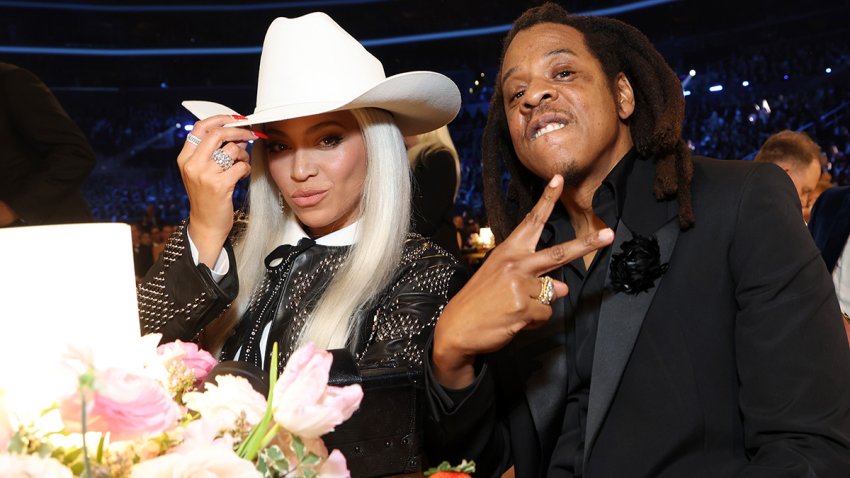 FILE - Beyoncé and Jay-Z attend the 66th Grammy Awards at Crypto.com Arena on Feb. 4, 2024, in Los Angeles.