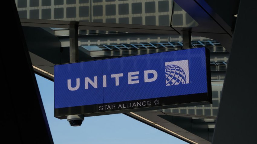 United Airlines signage in the departures area at Newark Liberty International Airport (EWR) in Newark, New Jersey, US, on Wednesday, March 13, 2024. The TSA expects travel volumes during the peak spring break travel season at nearly 6% above 2023. Photographer: Bing Guan/Bloomberg via Getty Images