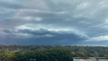 A storm cloud over Tierrasanta looking east from Kearny Mesa on March 18, 2024.