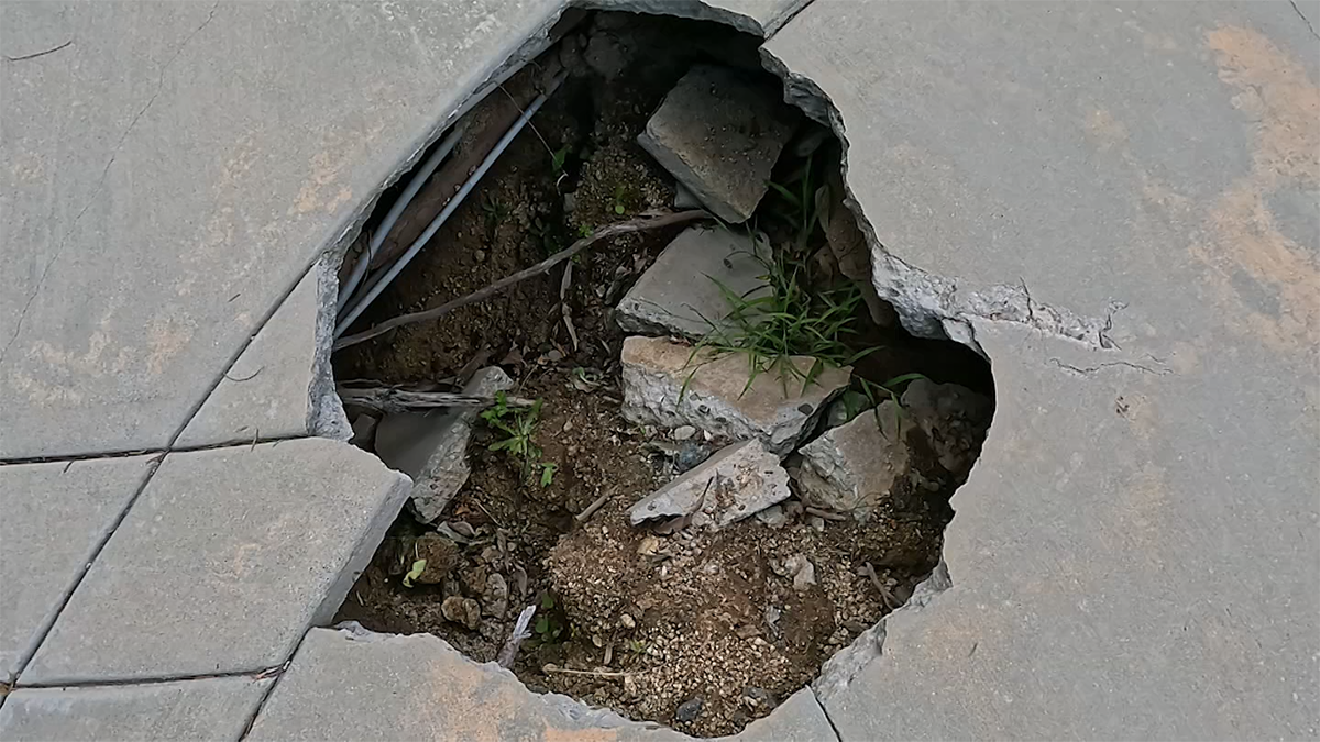 A sinkhole opened up under the family's driveway in 2021, causing it to collapse.