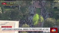 Aerial view: LAPD responds to pro-Palestine protest at USC