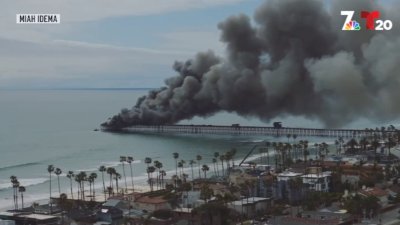 WATCH: Drone captures new footage of Oceanside Pier fire