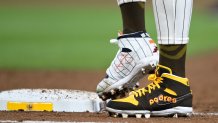 cleats commemorating the Padres's 1980's and 1990's teams