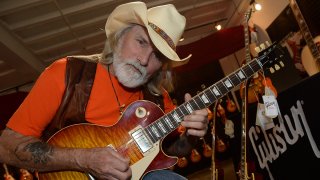 Dickey Betts at a press conference for the Gibson Custom Southern Rock tribute 1959 Les Paul at the Gibson Guitar Factory on May 19, 2014, in Nashville.