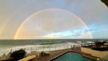 rainbow over the ocean in Carlsbad