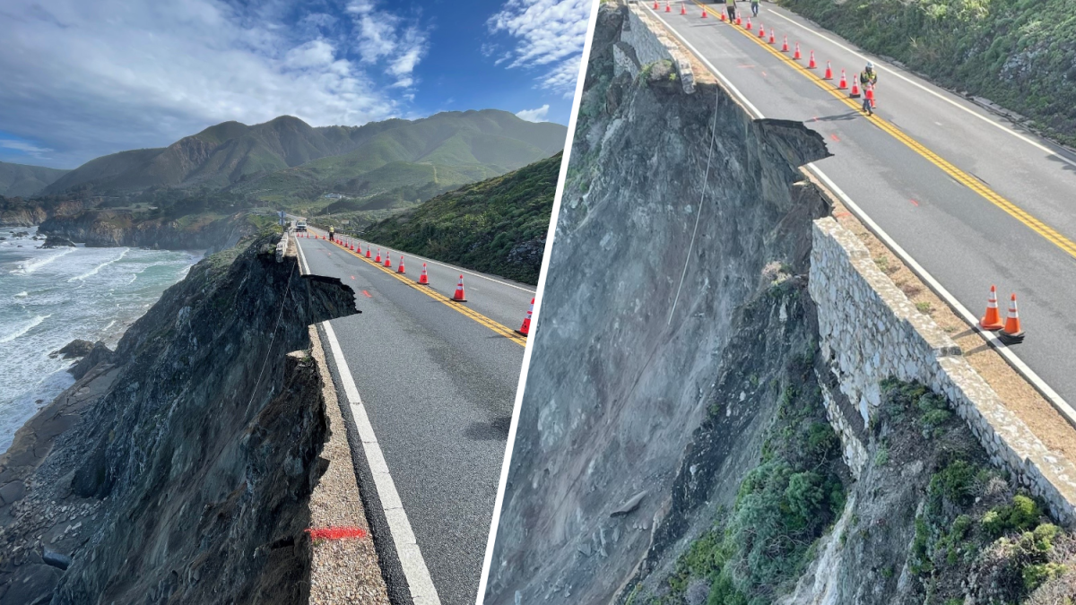 Motorists creep along 1 lane after part of California s iconic Highway 1 collapses