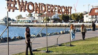 A general view of the atmosphere during the Wonderfront Music & Arts festival at Seaport Village on November 19, 2022 in San Diego, California.