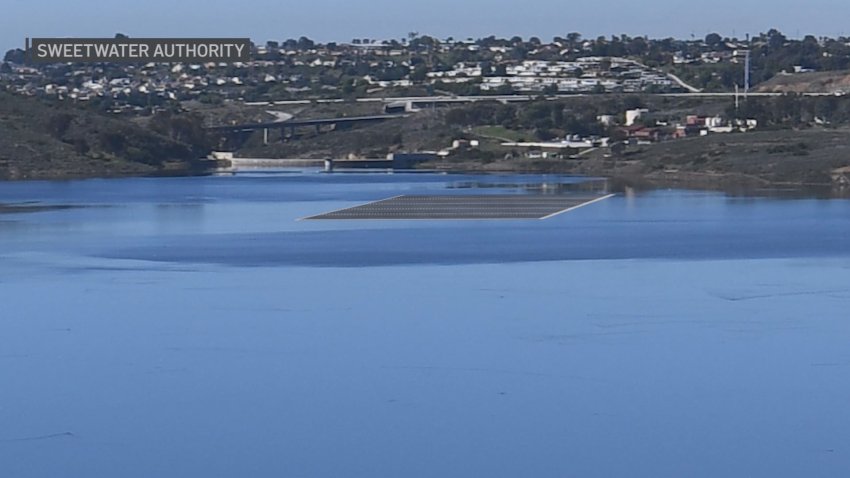 Artist rendering of a floating solar array