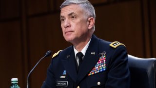 Paul Nakasone, director general of the National Security Agency, testifies during a hearing of the Senate Select Committee on Intelligence about worldwide threats, on Capitol Hill in Washington, April 14, 2021.