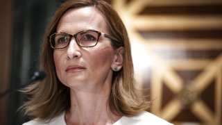 Jelena McWilliams, chair of the Federal Deposit Insurance Corporation (FDIC), during a Senate Banking, Housing, and Urban Affairs Committee hearing in Washington, D.C., U.S., on Tuesday, Aug. 3, 2021.