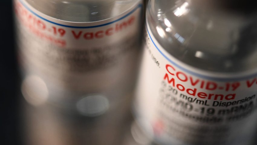 Empty bottles of Moderna’s Covid-19 vaccine.