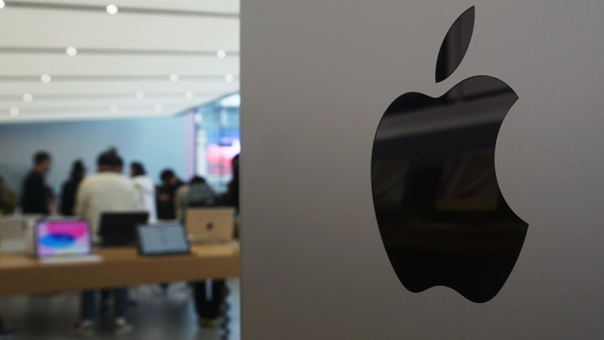 The Apple logo.