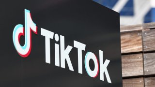 File. The TikTok logo is displayed at TikTok offices on March 12, 2024 in Culver City, California.