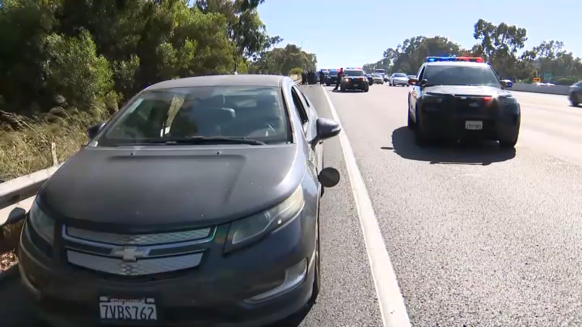 The Chevy Volt suspected to be driven by the kidnapper pulled over on SR-94 on Thursday.
