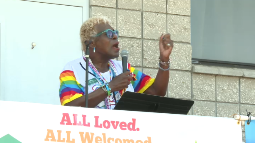 Christynne Wood spoke at Sante's Pride Walk & Festival on June 22, 2024. (NBC 7 San Diego)