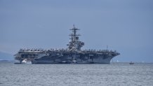 Aircraft Carrier USS George H. W. Bush Arrives In Faliro Bay