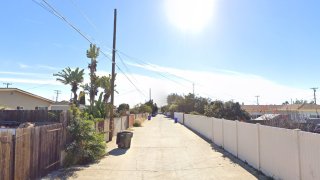 The alley behind the 2800 block of Greyling Drive in Serra Mesa.