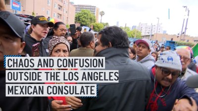 Chaos and confusion outside of the Los Angeles Mexican consulate