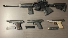 Guns seized during a domestic violence call in Fallbrook.