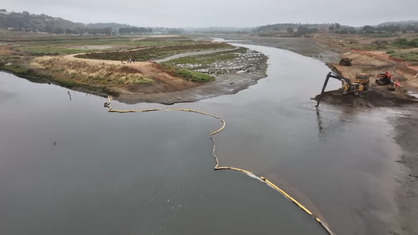 Drone footage shows the San Dieguito Lagoon wetland restoration project.