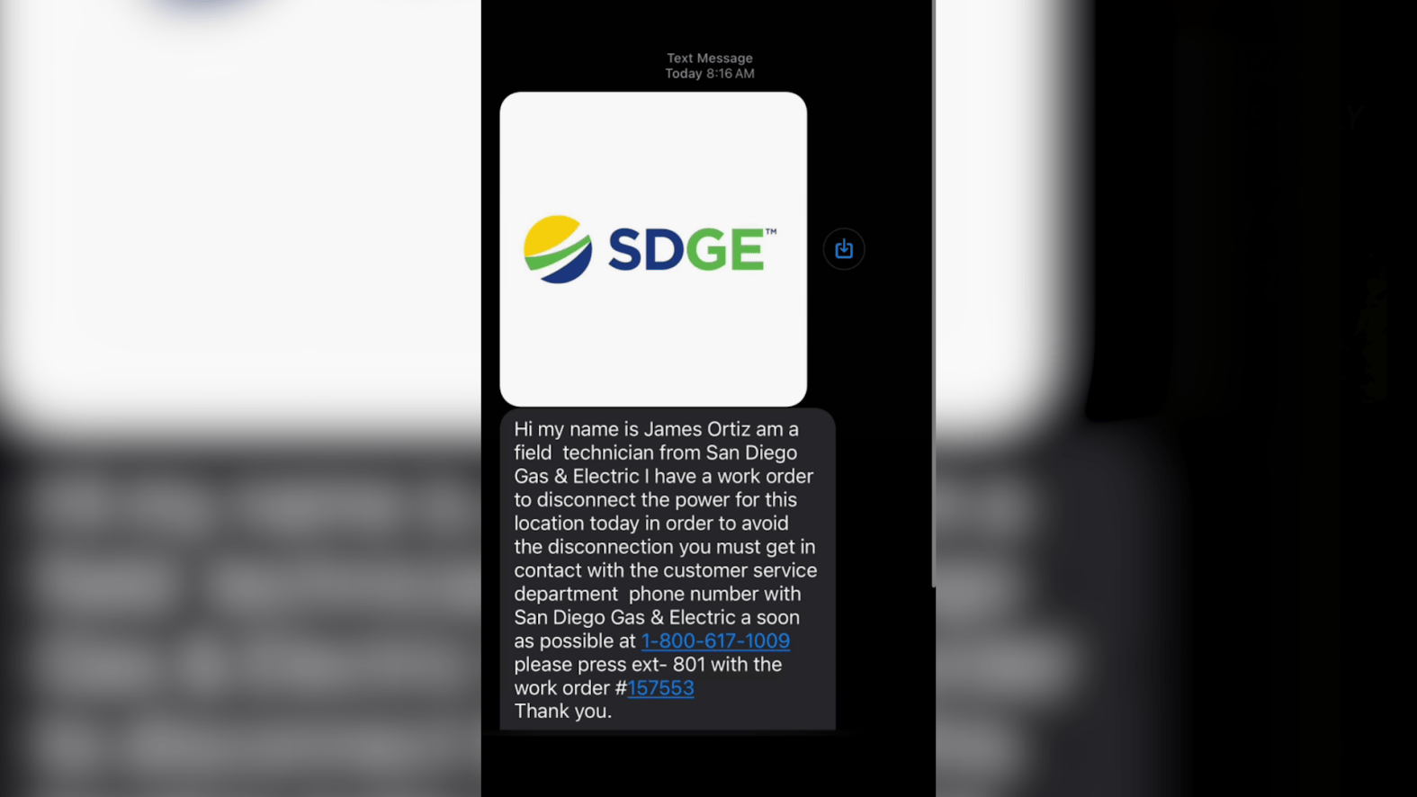 Utility Scam Example Text SDG&E warns customers of new text message utility scam – NBC 7 San Diego