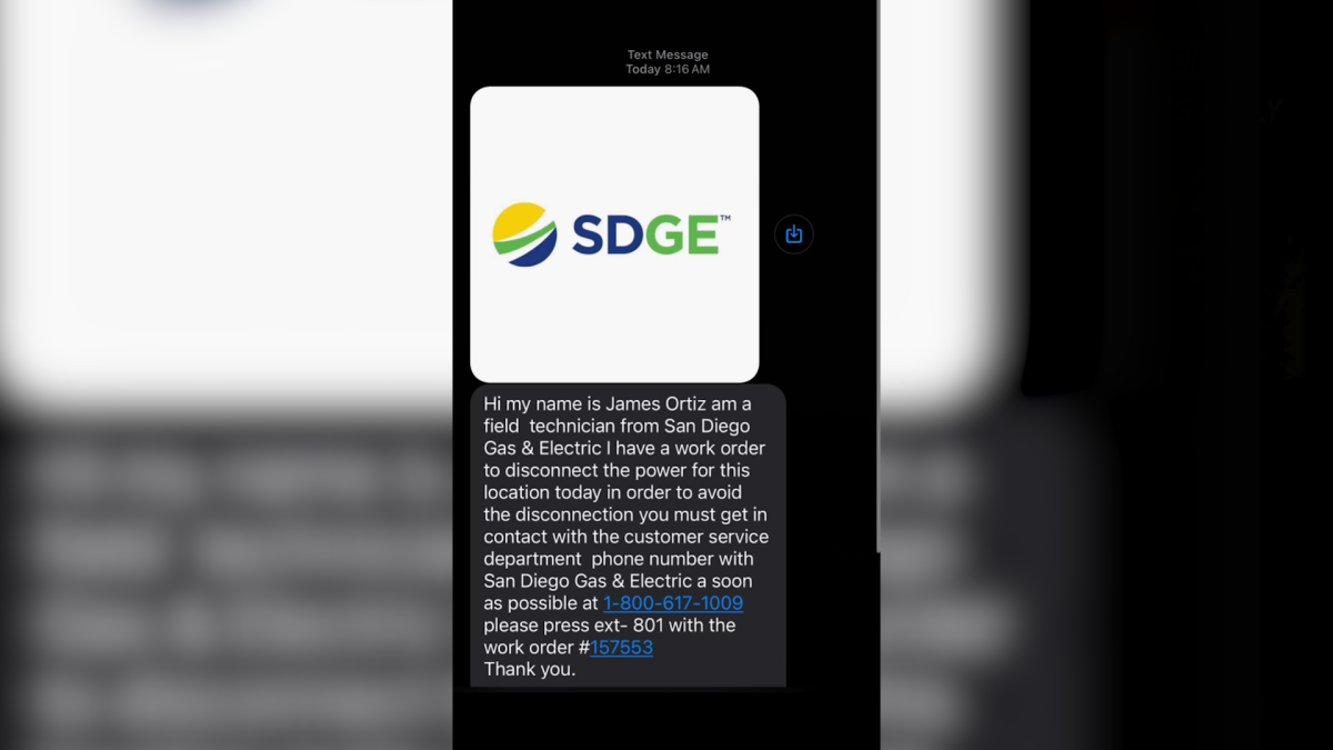 SDG E warns customers of new text message utility scam NBC 7 San Diego