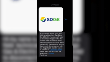 The scam begins with a text message that includes an SDG&E logo and says there is an immediate work order to disconnect power at the address on file. (Image provided by SDG&E)