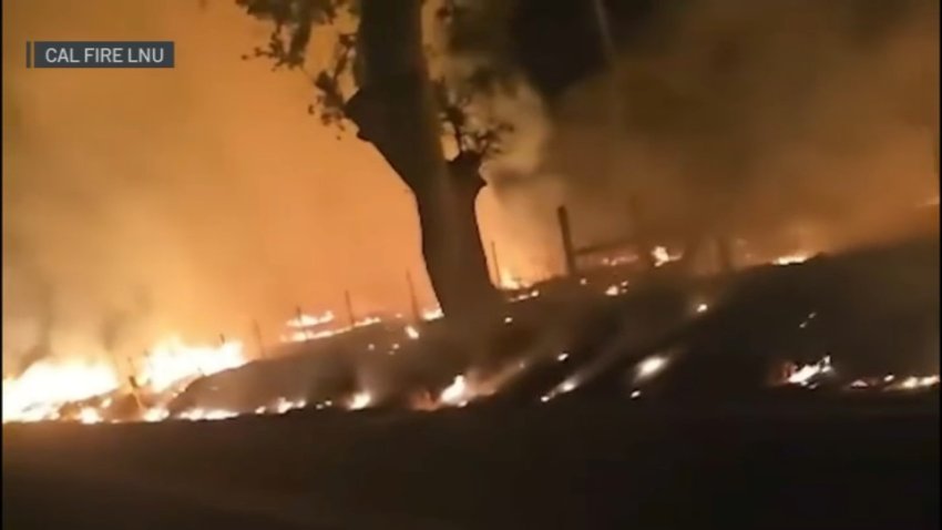 Crews battle the Sites Fire overnight Thursday. (June 20, 2024)