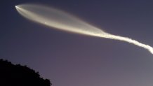 The rocket's trail was more vividTuesday night due to weather conditions.
